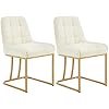 Chaise Salle à Manger, Lot de 2, Chaise Cuisine en Velours, Chaise Salon, Chaise Coiffeuse Rembourrée, avec Dossier, Structure Métallique en Forme d'arc,EZS32cm-2 Crème