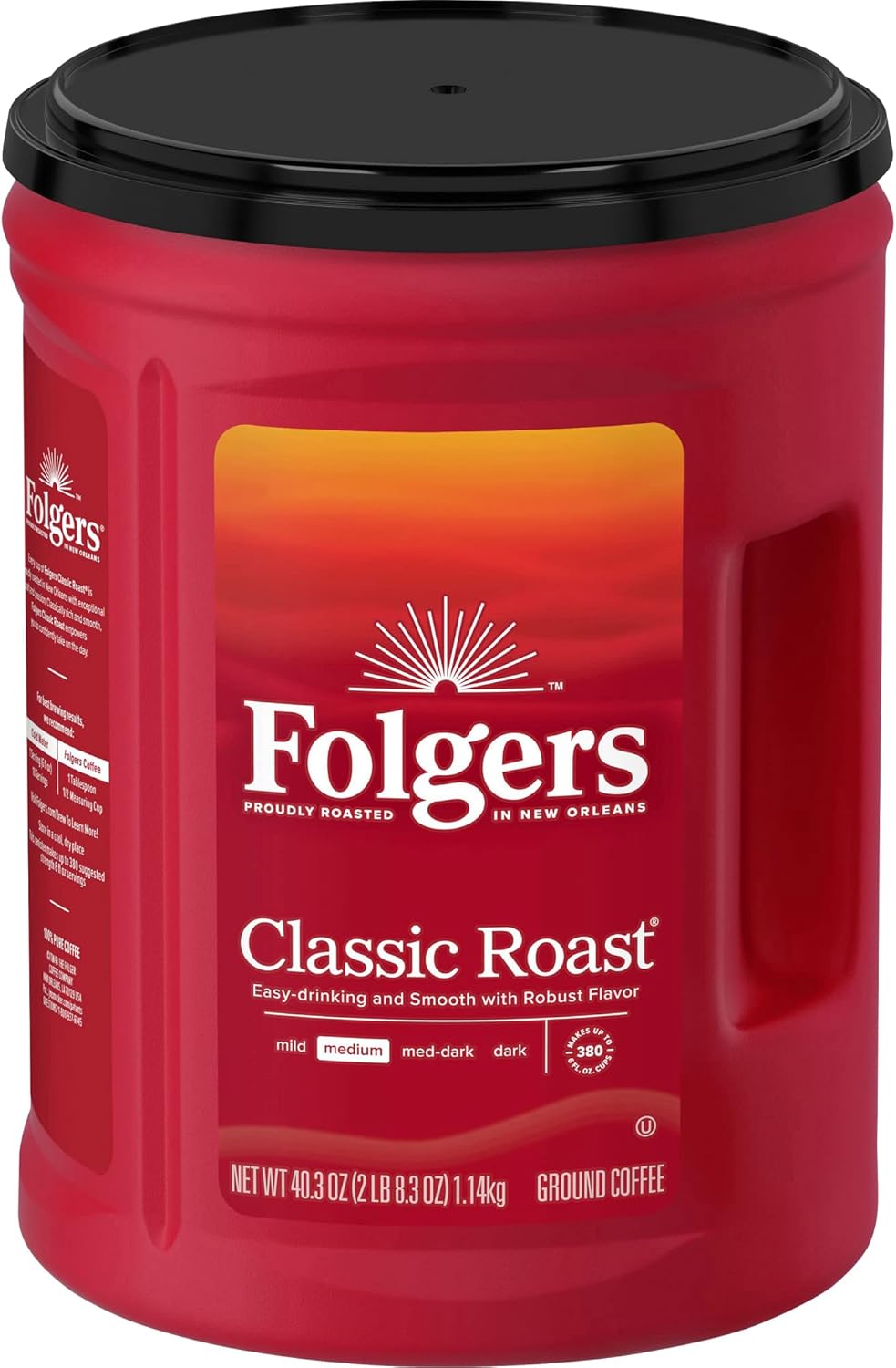 Folgers Classic Roast Café moulé moyen 1 x Boîte de 1,36 kg pour 380 tasses