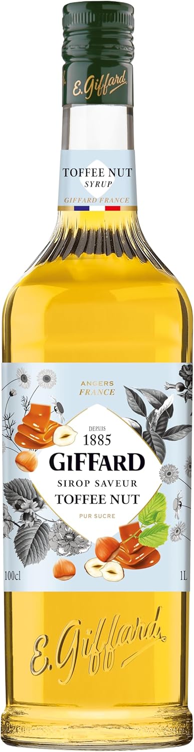 Sirop Saveur Toffee Nut - Recette et Fabrication Françaises - Gourmand et Caramélisé - 1 Litre