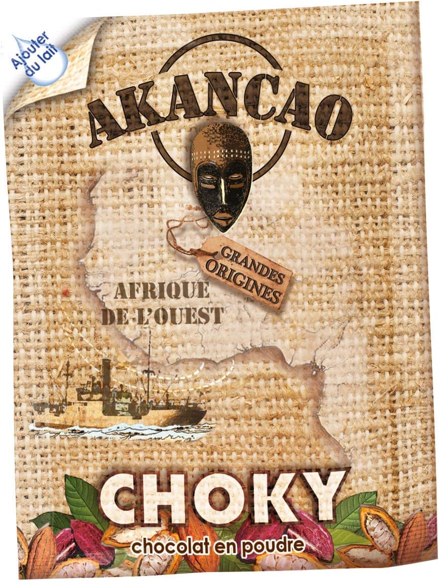 AKANCAO - Choky non lacté - Chocolat chaud - Cacao en poudre - Intense - Boisson chaude - Origine Afrique de l'ouest - 100 Doses