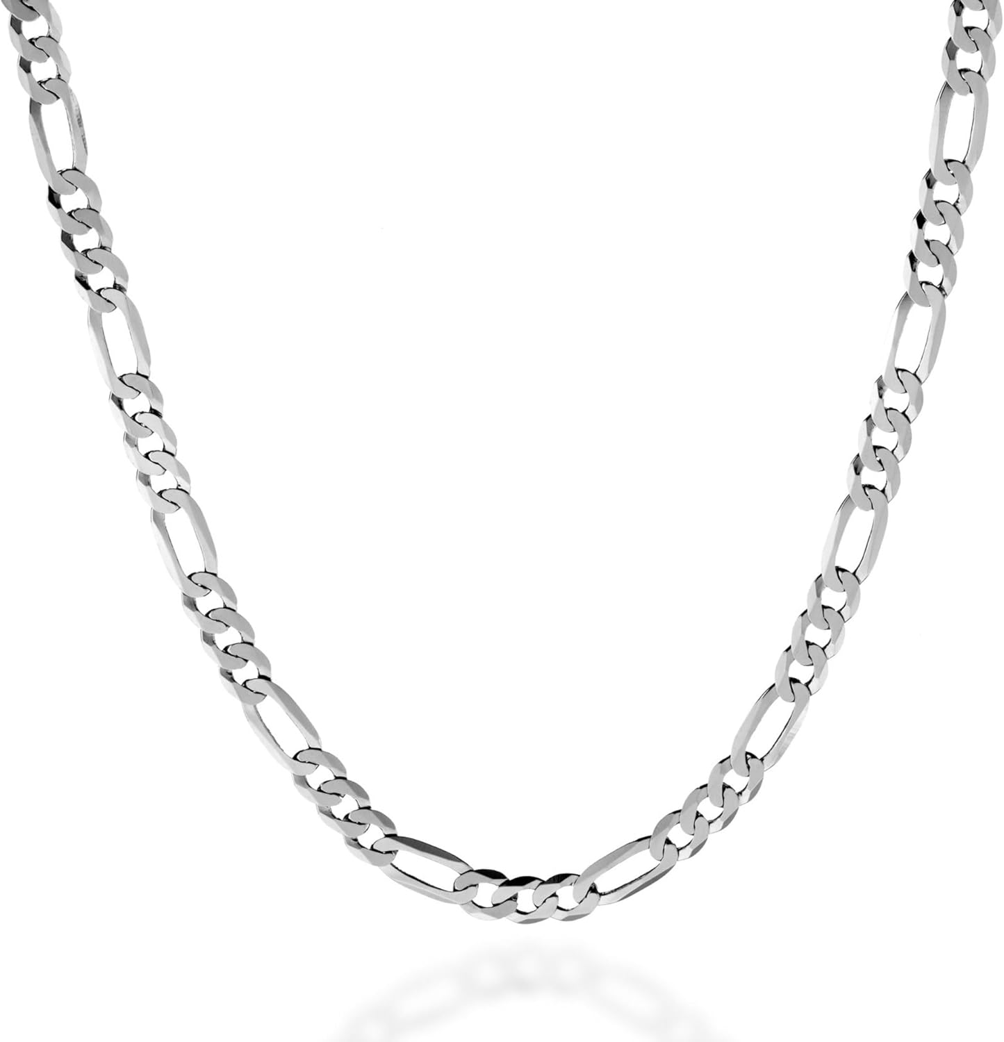 Colliers Homme or Femme en Argent 925 - Largeur du Maillon 5 mm - Cadeau Homme Femme - Longueur collier 41 - 46 - 51 - 56 - 61 - 66 - 76 cm - Motif Figaro - Bijoux Homme Femme 46 Centimètres