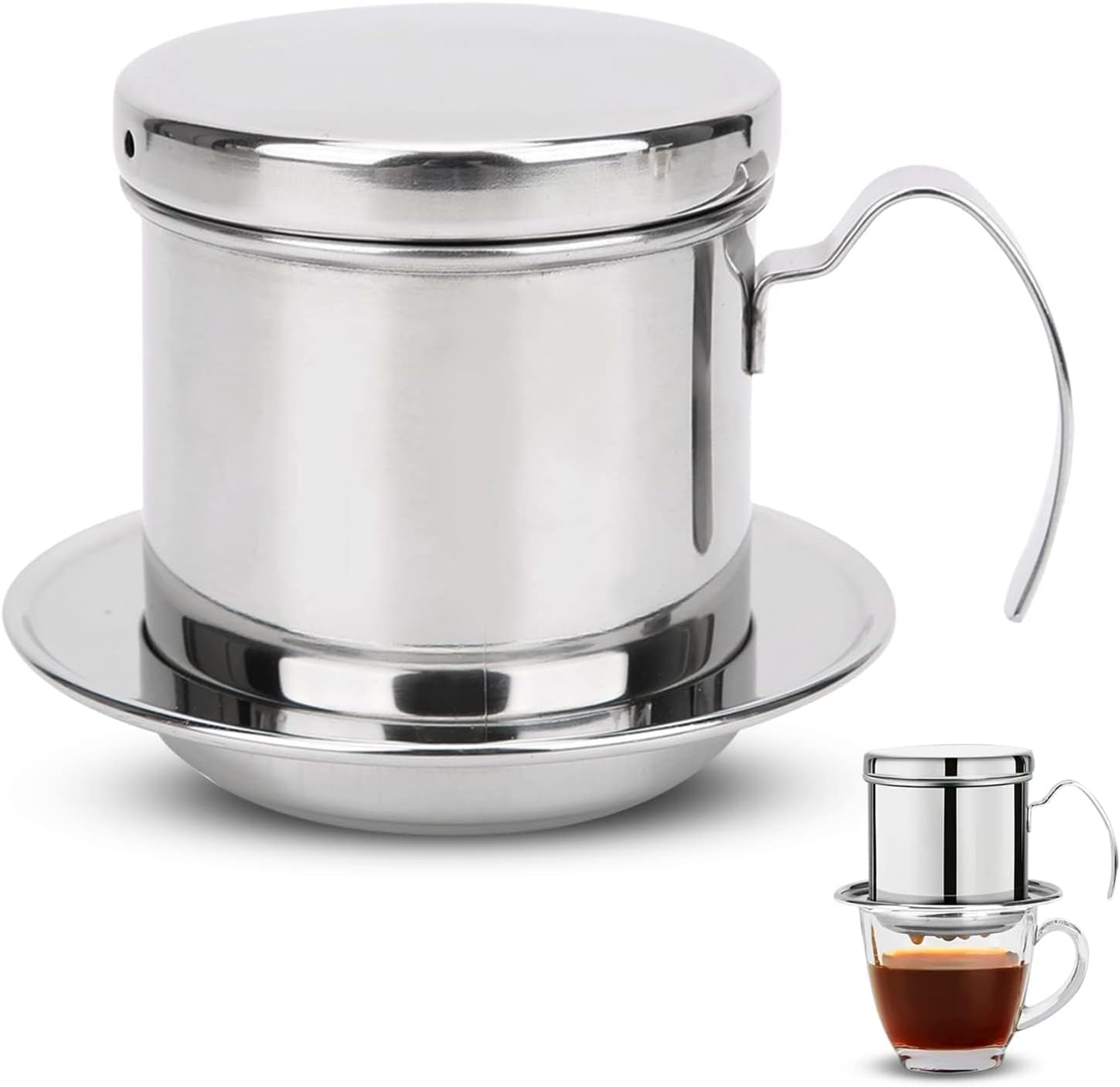 Gobelet à café vietnamien, Filtre à café vietnamien 200ml, Filtre cafetière vietnamienne, Porte-filtre à Café Passoire à Café en Acier Inoxydable Cafetière Pot pour Maison, Bureau, Café, Restaurant