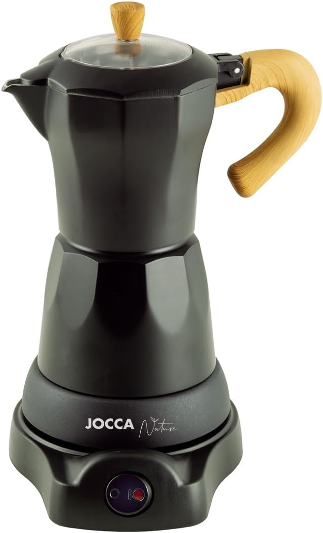 Cafetière Électrique Italienne Nature Line - 6 Tasses - Pichet Sans Fil - Base Électrique - Rotation à 360° - Carafe avec Poignée Froide - Arrêt Automatique - Maintien la Chaleur - Noire