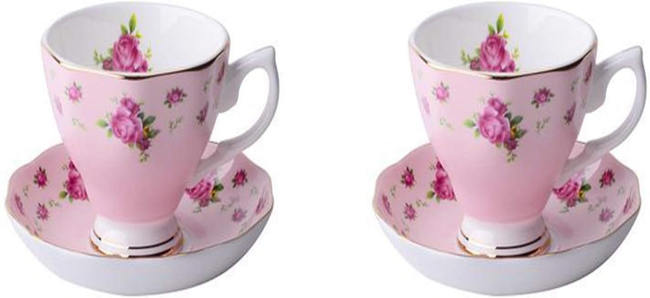 HFGDRH Tasse à Café en Porcelaine, 180ML, porcelaine Tasse à café et soucoupe et une cuillère, drôle de conception de la mode, Café Espresso Cup(B and B)