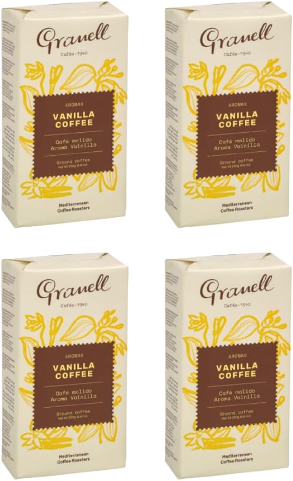 Granell Cafe -1940 Granell - Pack Café Vanille - Café Mouillé, Café Arôme Vanille, 4 x 250 g