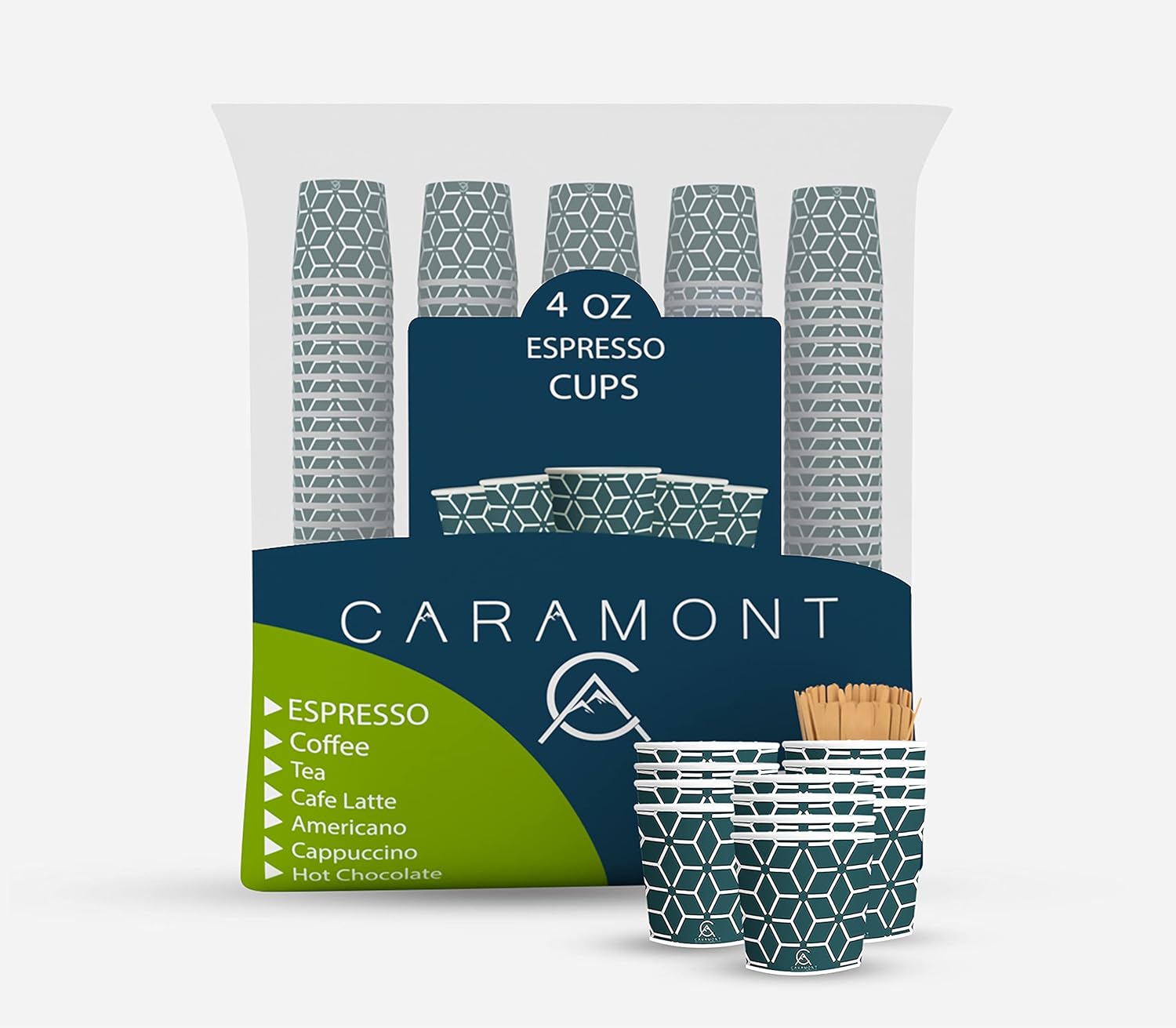 ,4 Oz 400 Espresso Gobelets en Carton avec Agitateurs en Bois,Écologique et Jetables,Résistant à la Chaleur,Carton de Qualité,Idéal pour Toutes Les Boissons Chaudes ; Café,Thé,Chocolat etc.