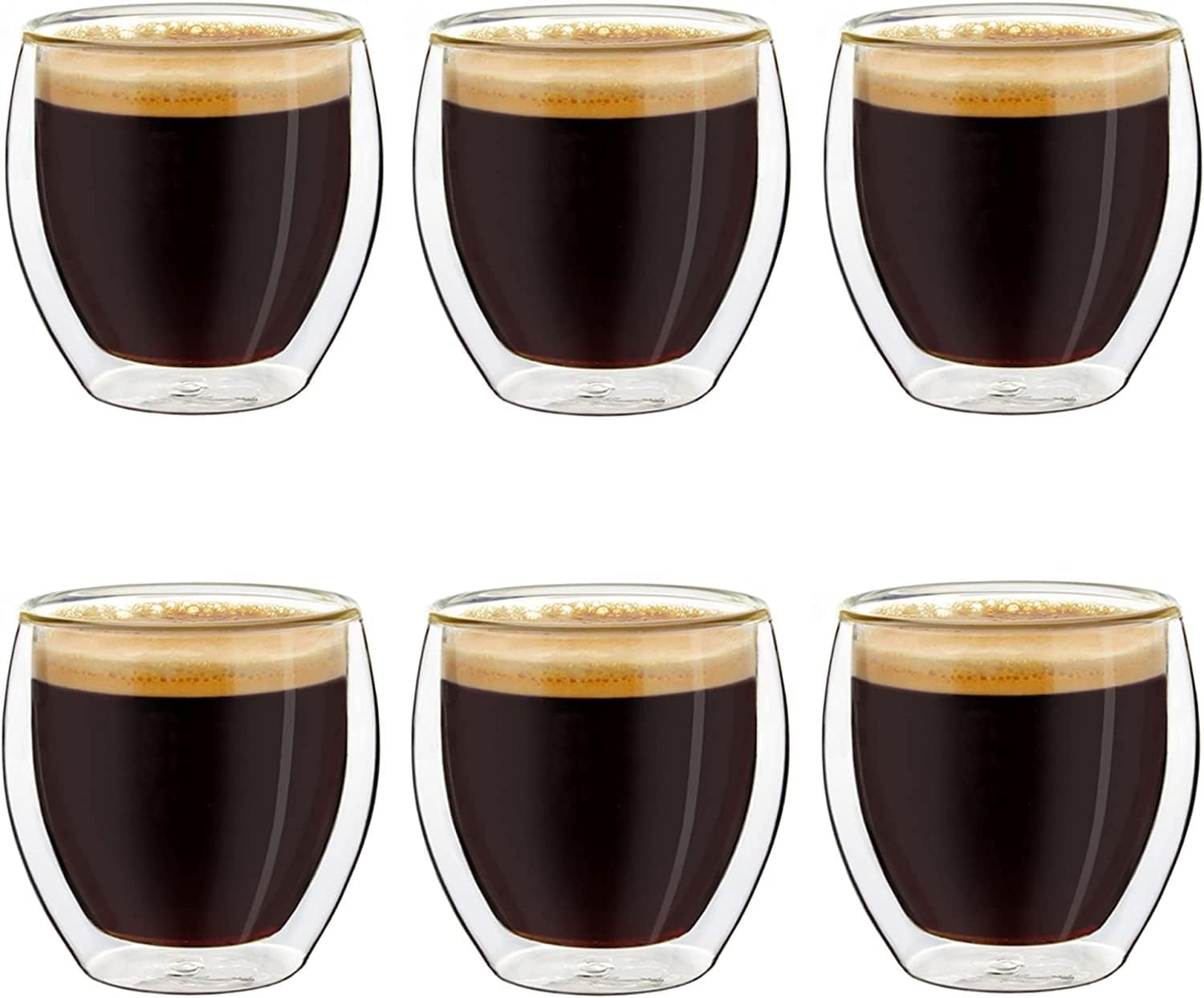 Verres à expresso à double paroi, lot de 6 100 ml, tasses à moka, verres thermiques à effet flottant