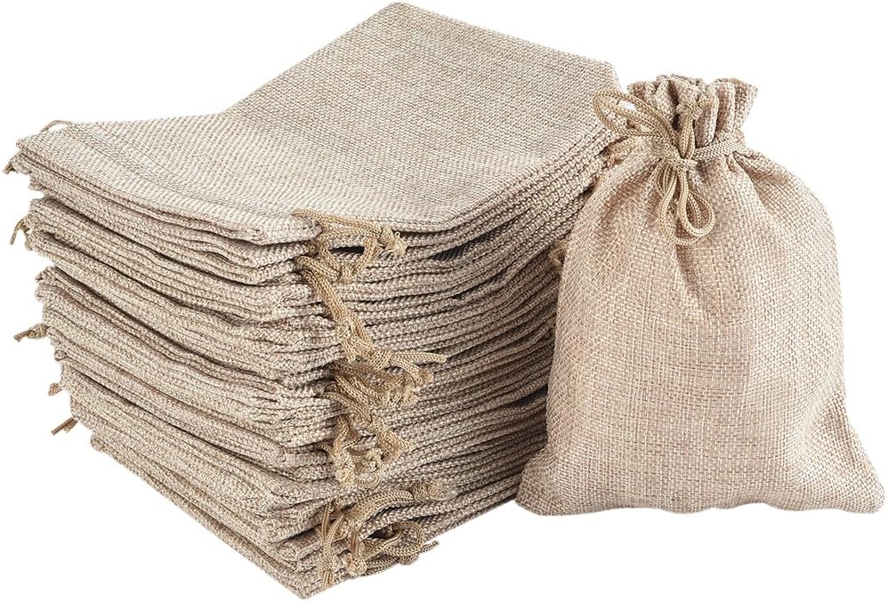30 Pcs Sacs en Toile de Jute, 13 X 18cm resusable Sac Jute Sac Cadeau avec Cordon de Serrage Pouches Respirant (Beige)