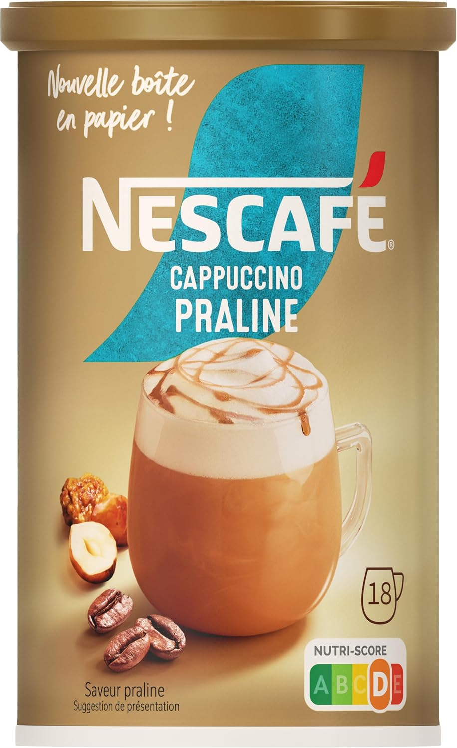 Nescafé Cappuccino Praline - Café Soluble - Boîte de 279g (L'emballage peut varier)
