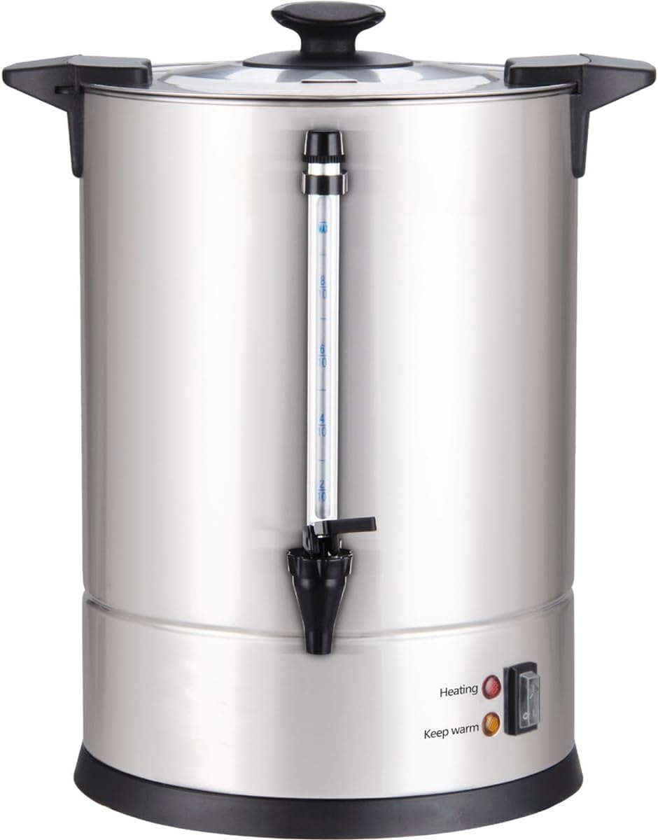 Percolateur à café professionnel - Capacité 10 L - 75 tasses - INOX - Filtre en inox - Robinet anti-gouttes