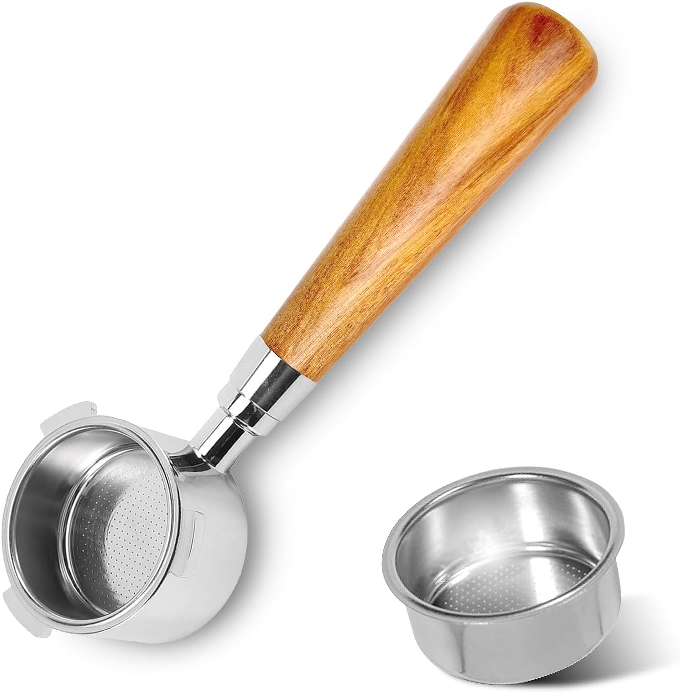 Porte Filtre 51mm, 3 Oreilles Filtre Non Pressurisé Avec Panier Filtrant Manche En Bois Acide Rouge Pour à La Machine à Café EC680 EC685