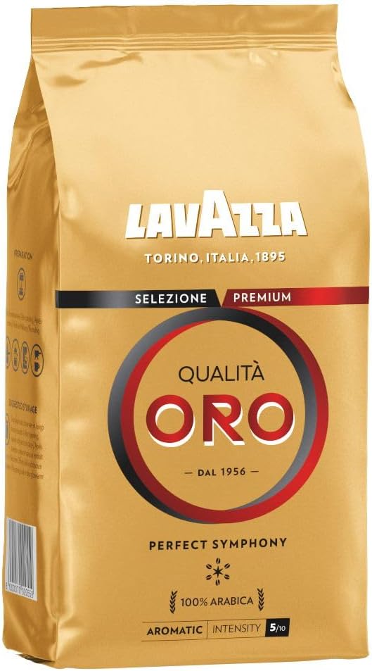 Café Grain Lavazza Qualità Oro - 100 % Arabica - Café Grain Italien - Intensité 5 - Paquet de 1 kg