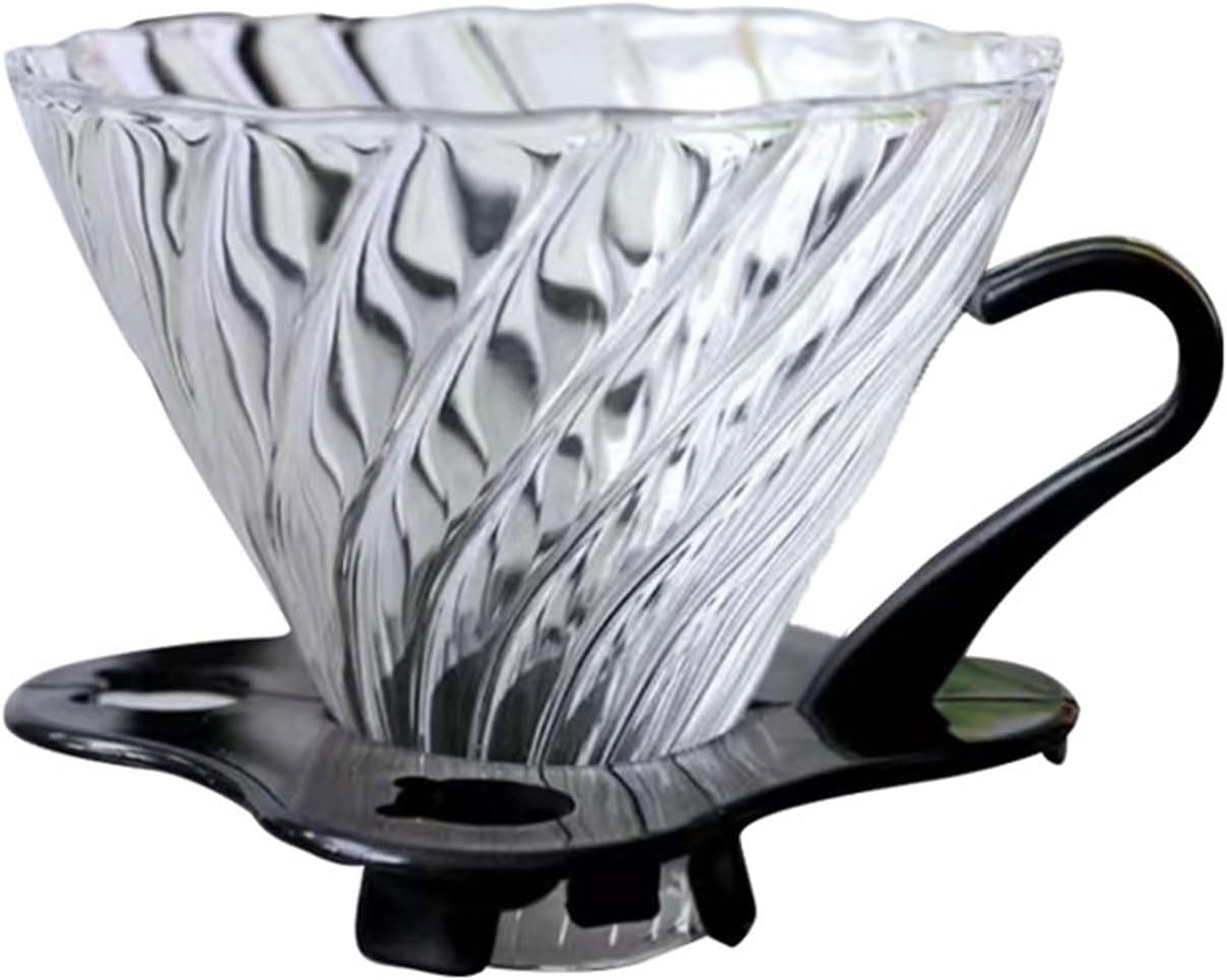 Cafetière à bec verseur compatible avec V60 taille 02, 1 à 4 tasses, goutte à café conique réutilisable en verre avec poignée, pour café, voyage, maison et bureau - 02