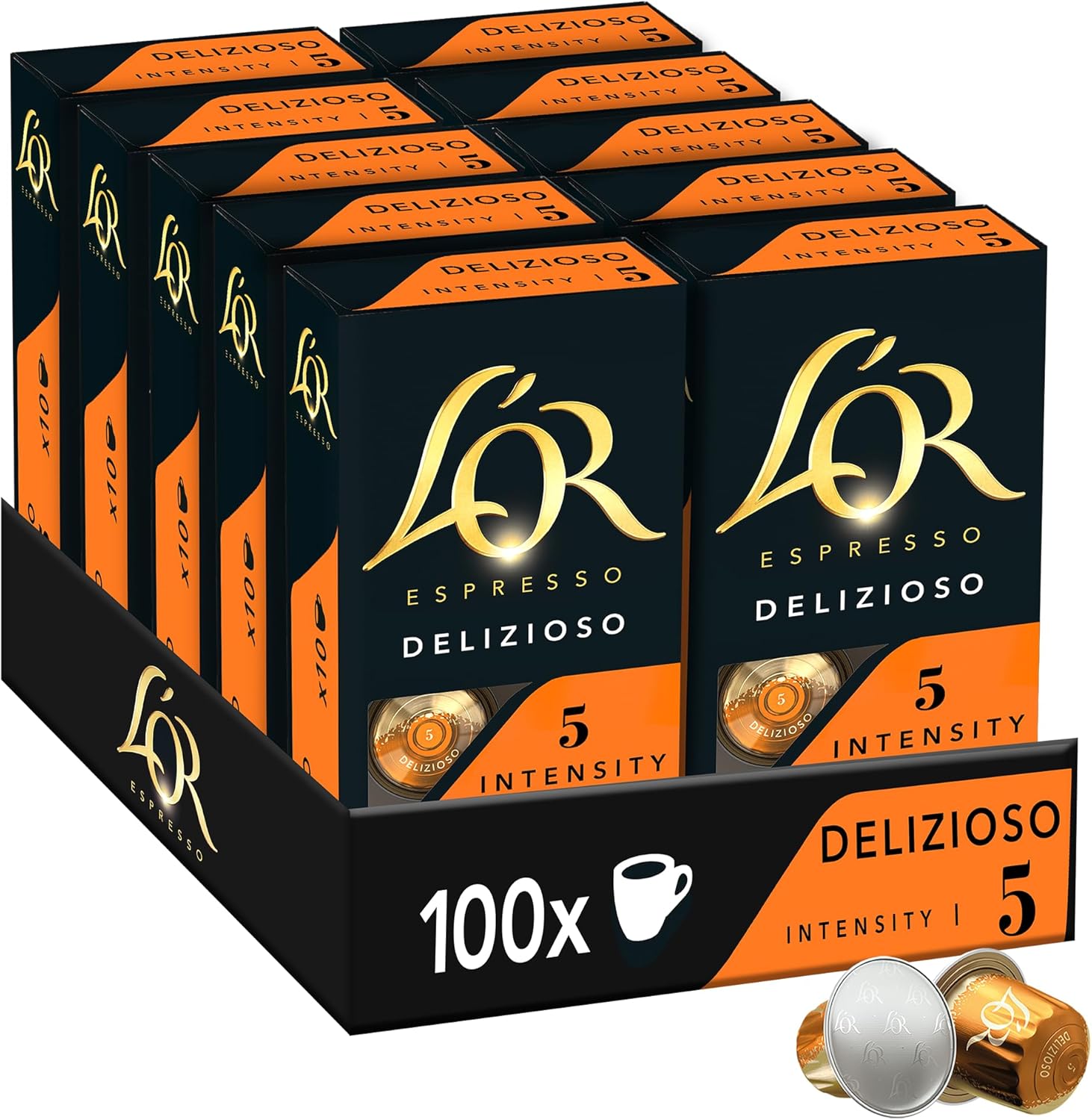 L'Or Espresso Café - 100 Capsules Delizioso Intensité 5 - compatibles Nespresso®* (lot de 10 x 10)