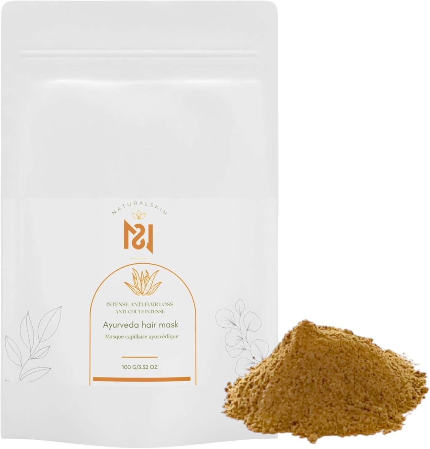 Masque Capillaire Ayurvédique Anti-Chute Intense Naturel, 100 g, Poudre 100% Plantes