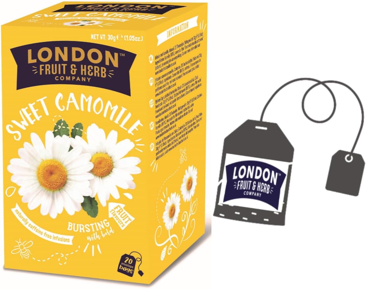 London Fruit® - Infusion de Camomille Naturellement Sans Caféine - Tisane de Fleurs de Camomille en Filtres - 20 Sachets (30 Gr)