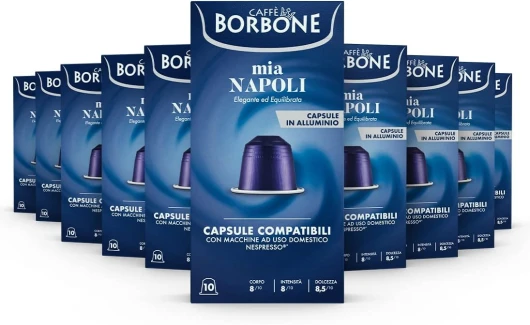 Caffé Borbone Mélange Mia Napoli - 100 Capsules en Aluminium (10 paquets de 10) - Compatibles avec les machines à café à usage domestique Nespresso*
