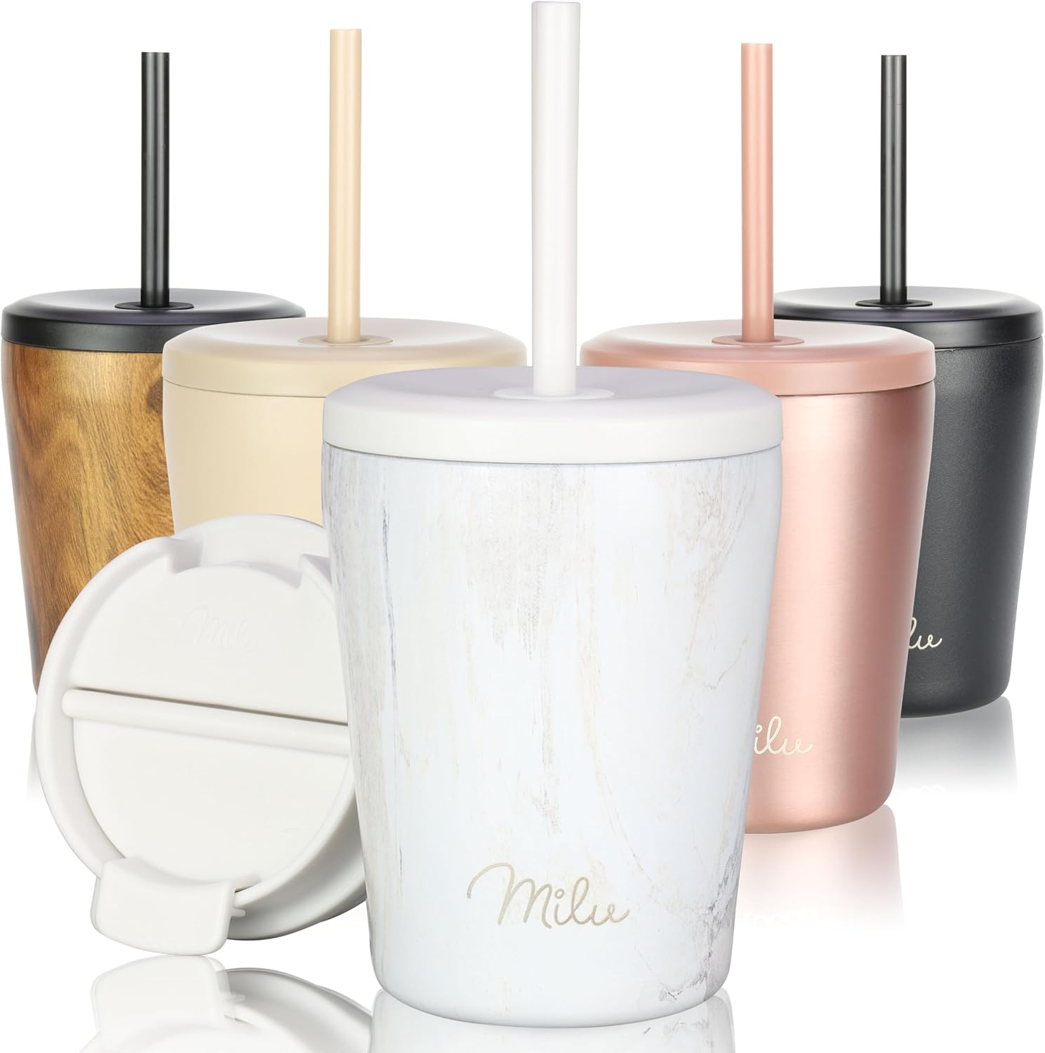 Mug Isotherme 300ml - Thermo Café étanche en acier inoxydable, Tasse thermique sans BPA, 100% anti-fuite (Pink-Marble, 300ml)