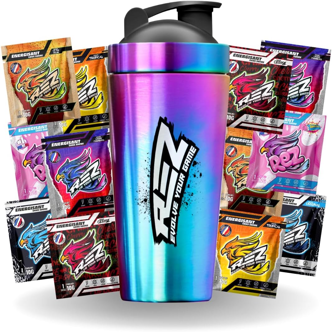 Pack Starter Premium - Energy Drink en Poudre - Boisson Énergisante SANS sucre - Colorants et Arômes Naturels - Seulement 30 calories - Fabriqué en France