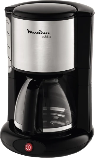 Subito Cafetière filtre inox, 1.25 L, 10 à 15 tasses, 1.25 L, Système anti-goutte, Porte-filtre pivotant, Arrêt automatique après 30 min FG360811