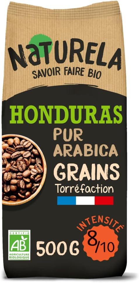 Café Grains Bio Honduras - Café Arabica Bio - Torréfaction Lente - Fabriqué en France - 500 g