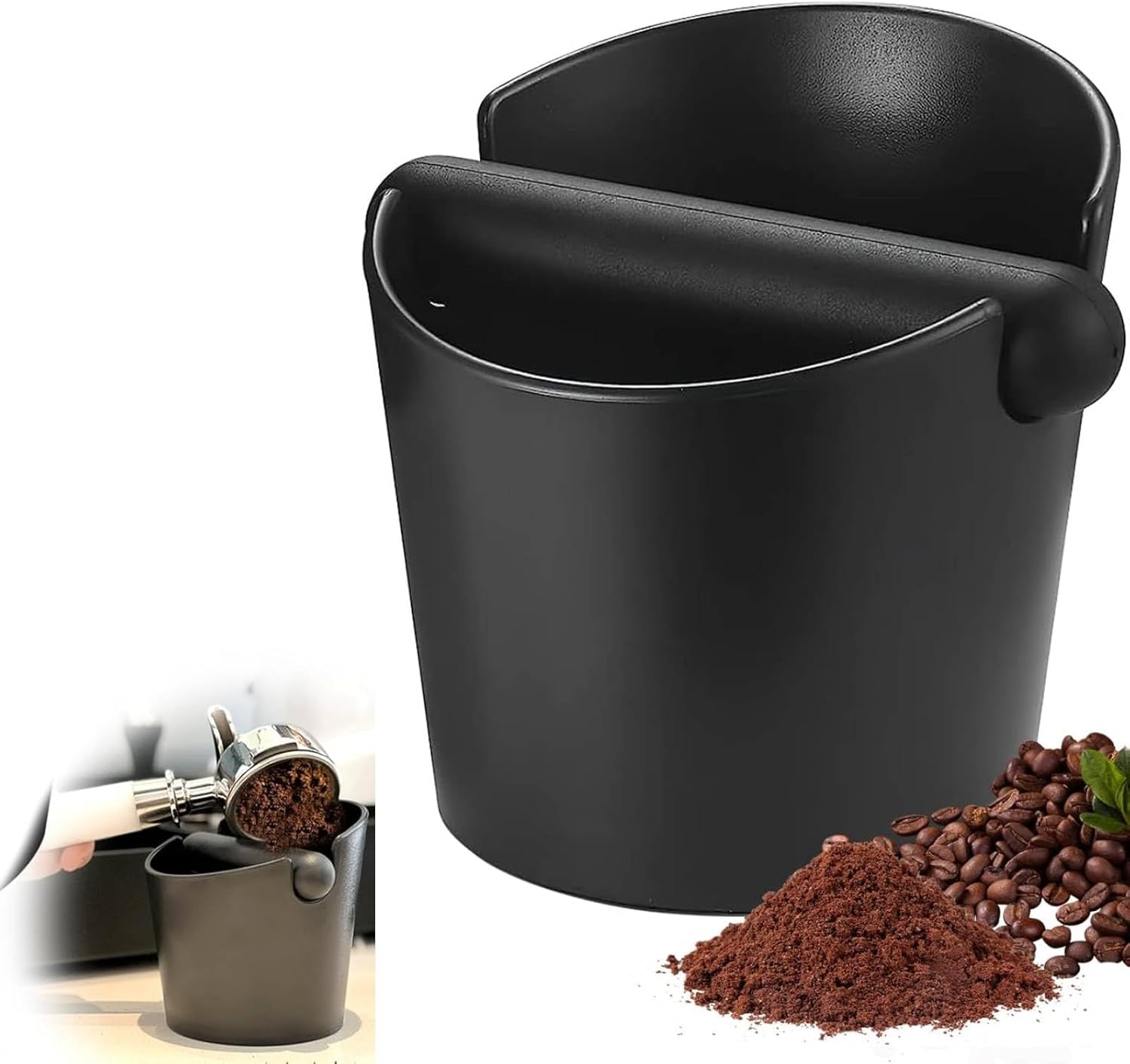 Récipient à taper pour porte-filtre Knock Box pour marc de café avec barre de frappe spéciale absorbant le bruit et recyclage du récipient à marc de café, le récipient à marc de café