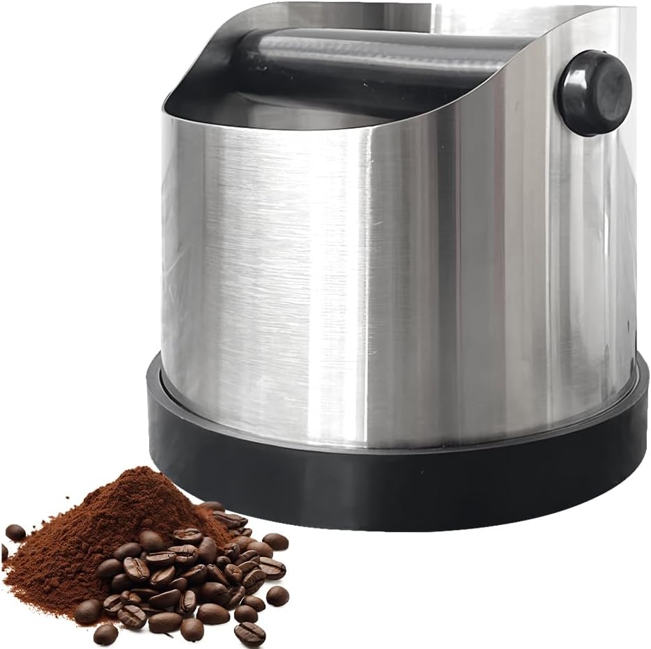 WAVATA Récipient à taper pour porte-filtre - Knock Knock Knock - En acier inoxydable - Boîte à café pour marc de café, marc de café - Récipient pour machine à expresso, collecte et recyclage du marc