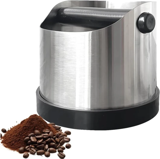 WAVATA Récipient à taper pour porte-filtre - Knock Knock Knock - En acier inoxydable - Boîte à café pour marc de café, marc de café - Récipient pour machine à expresso, collecte et recyclage du marc