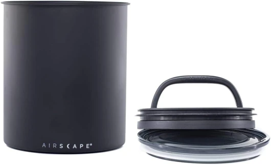 Airscape Boîte de rangement pour café (grains secs de 1,1 kg) – Grande capacité de kilo avec couvercle breveté à libération hermétique pour évacuer l'air pour préserver la fraîcheur - mat noir