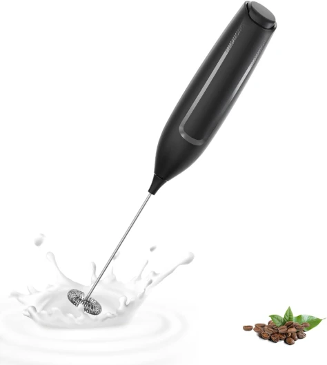 Mousseur à Lait électrique, Mini Fouet en Acier Inoxydable, Moteur Extra Fort et Alimenté pour Café/Café au Lait/Cappuccino/Chocolat Chaud