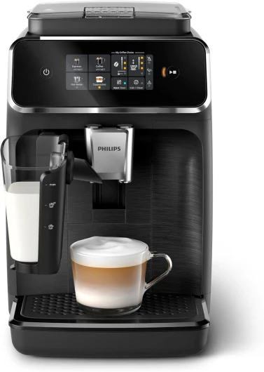 Philips Machine à Expresso Entièrement Automatique Séries 2300-4 Boissons, Écran tactile couleur moderne, LatteGo, SilentBrew, Broyeur 100% Céramique, Filtre AquaClean - Noir mat (EP2330/10)