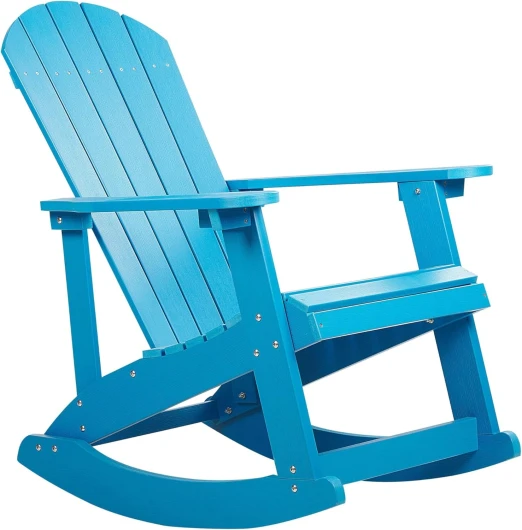 Fauteuil à Bascule de Jardin avec Lattes en Bois Synthétique Bleu Adirondack