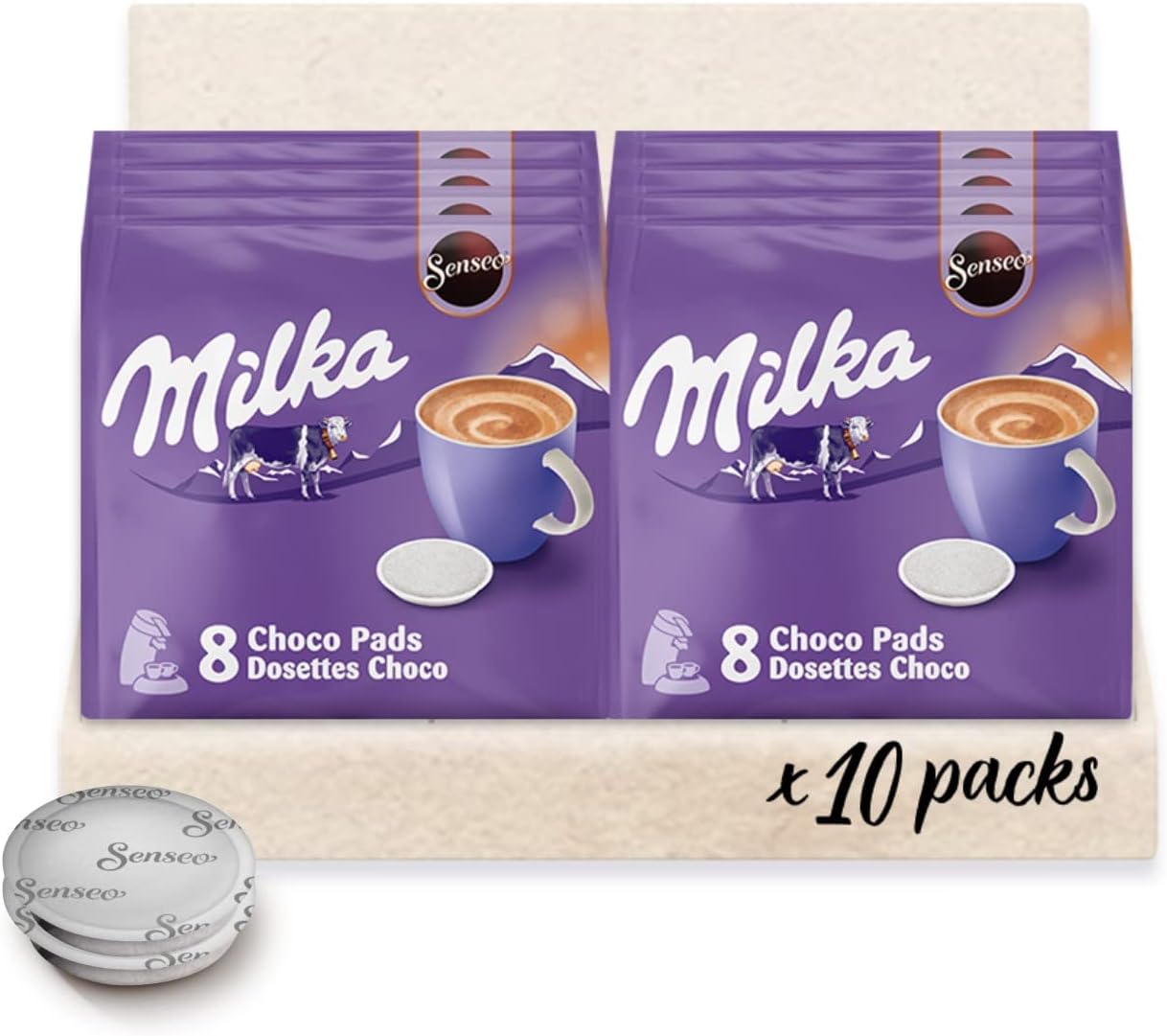 Senseo Senseo Milka Chocolat 80 Dosettes (lot de 10 x 8), Violette, 8 Unité (Lot de 10)