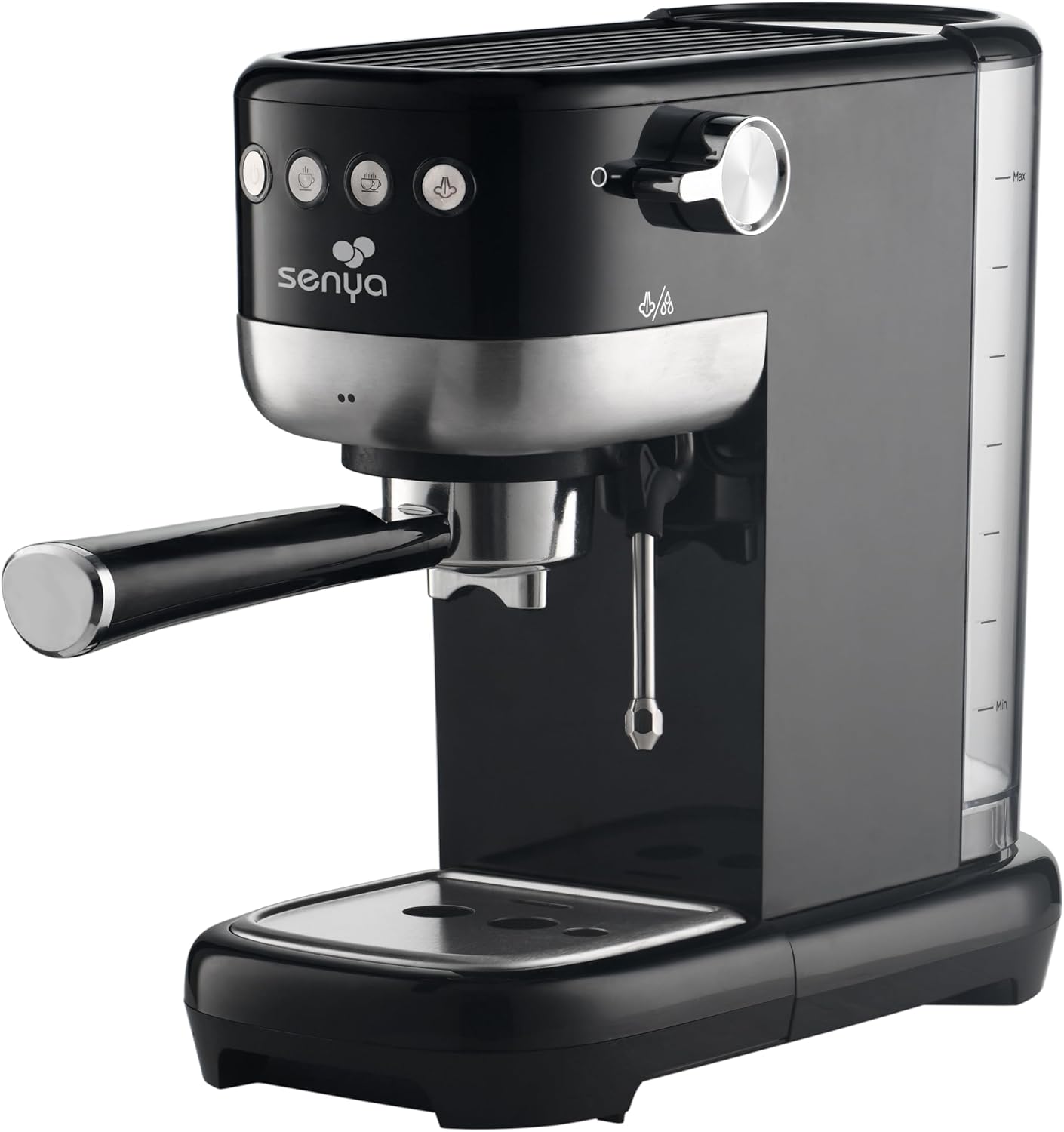 Machine à café Tasty Coffee Noir 20 bars, cafetière expresso et cappuccino 1300W, Thermoblock, mousseur de lait, arrêt automatique, SYBF-CM006