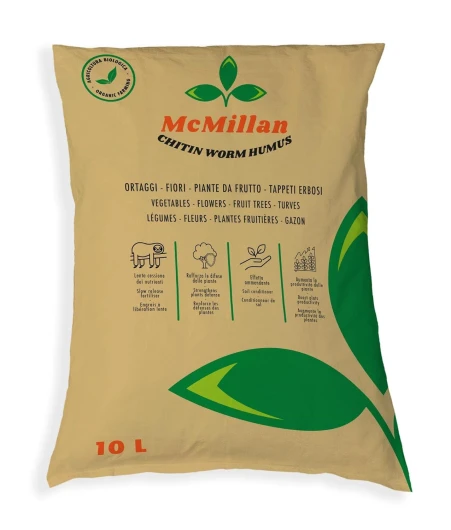 Worm Humus 10L - Engrais naturel à la chitine, augmente la productivité et les défenses des plantes - Apport équilibré de nutriments - Autorisé en agriculture biologique.