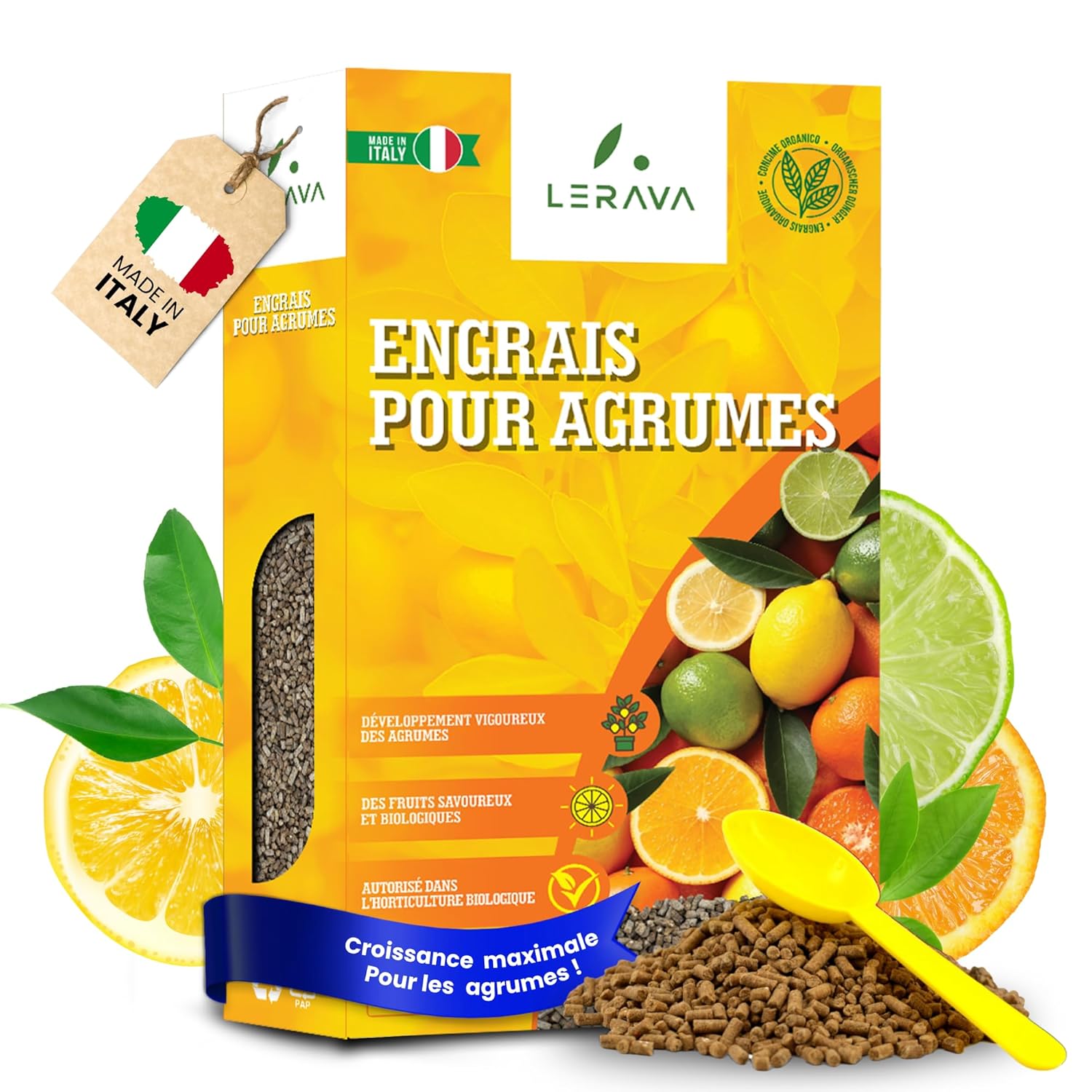 ® Engrais Agrumes organique - 800g - citronnier en pot pour un développement vigoureux et savoureux des agrumes - Avec bouchon distributeur - 100% Made in Italy 1 pièce Bio