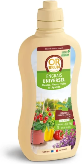 OR BRUN Engrais Universel - 1L - Nourrit Les Plantes & Améliore La Floraison - Fabriqué En France - Utilisable En Agriculture Biologique OBRECLUNI1 ENGRAIS UNIVERSEL 1L