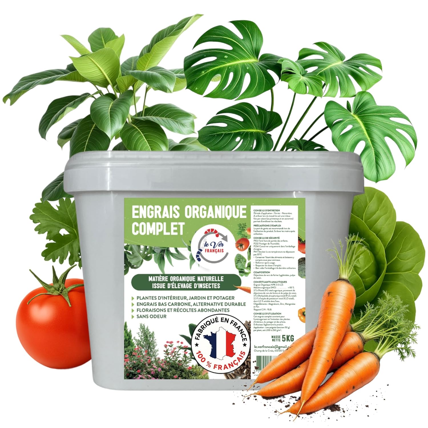 Engrais 100% Naturel pour Plantes Vertes Intérieur et Potager - Fertilisant Naturel Déjections de Vers de Farine, Stimule Croissance, Fertilise le sol, Alternative Engrais Chimiques (5 kg)