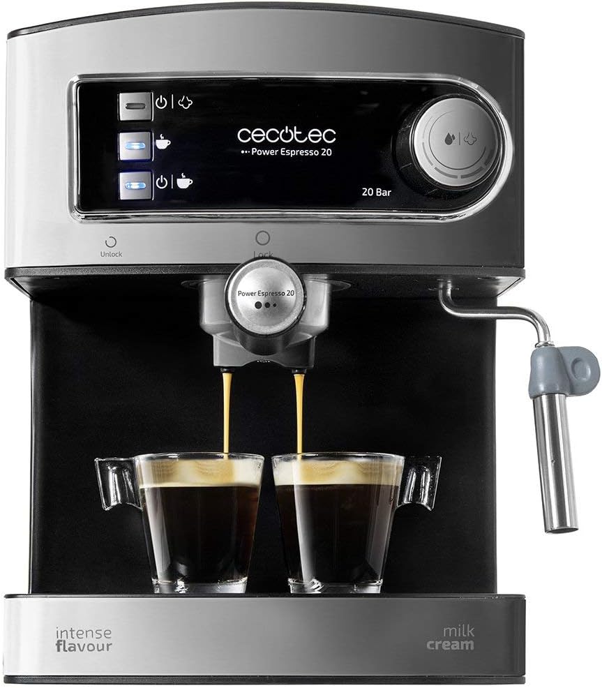 Machine à café Express Power Espresso 20 Barista Pro - 2 Thermoblocks, 20Bars, Manomètre, Mode Auto pour 1 et 2 Café(s), Buse vapeur Orientable, Conduit pour Infusions, 2900W - (Basic)