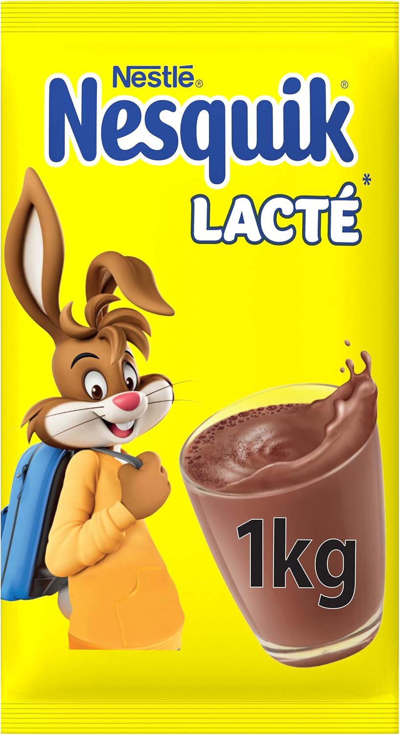 NESQUIK Lacté - Chocolat en Poudre - Cacao en Poudre à Mélanger avec de l'Eau - Préparation Instantanée Chocolat Chaud - Goût de chocolat - Petit-Déjeuner - Sachet 1 de kg 1 kg (Lot de 1)