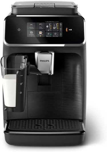 Philips Machine à Expresso Entièrement Automatique Séries 2300-4 Boissons, Écran tactile couleur moderne, LatteGo, SilentBrew, Broyeur 100% Céramique, Filtre AquaClean - Noir mat (EP2330/10) 4 Boissons Carafe Latte Go