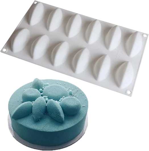 XKONG Quenelle Moule à gâteau en silicone, moule à gâteau, moule à dessert français, moule à dessert français, moule à pâtisserie, moule à pâtisserie blanc, décoration antiadhésive