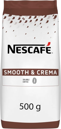 NESCAFÉ Smooth & Crema - Café Soluble 100% Robusta - En Poudre - Crema Généreuse et Faible Amertume - Approvisionnement 100% plus Responsable - Sachet de 500g Nescafé Smooth and Crema