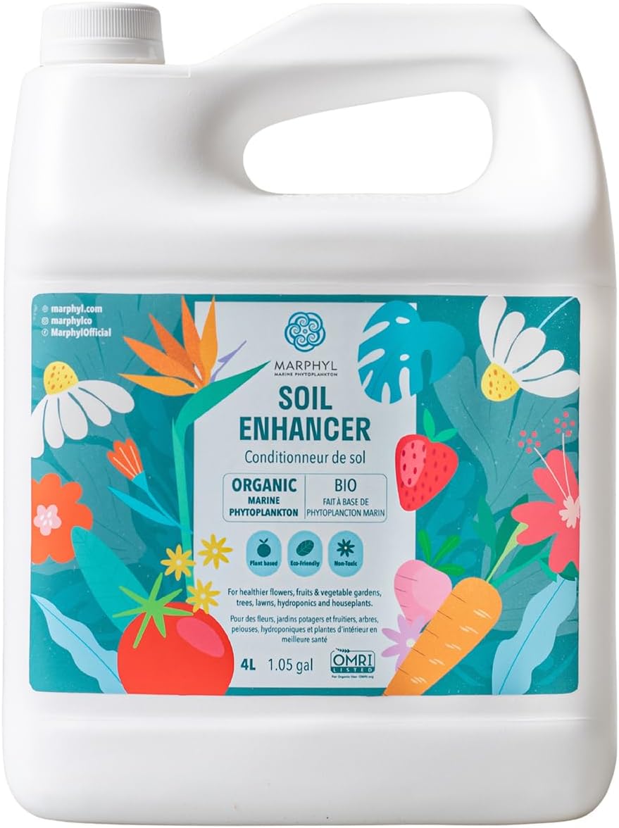 Engrais Liquide, Engrais Plante Interieur et Jardin - Engrais Hydroponique, Engrais Plantes Exterieures avec Phytoplancton Marin pour Graminées Fleurs Bambous Succulentes Légumes - MARPHYL Engrais Bio 1 4L