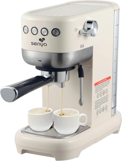 Machine à café Tasty Coffee 20 bars, cafetière expresso et cappuccino 1300W, Thermoblock, mousseur de lait, arrêt automatique Crème