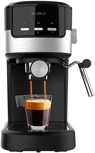 Cafetière espresso compacte Power Espresso 20 Pecan - 1100 W, 20 Bars, Système Thermoblock, Buse orientable, Porte-filtre avec double sortie et 2 filtres, 1,25 litre, Noir Sans manomètre Noir