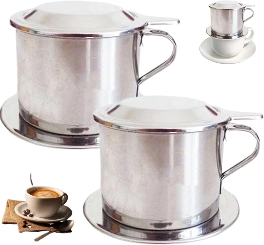 Ensemble de dript de café en acier inoxydable à café Vietnamien Dripper 2pcs