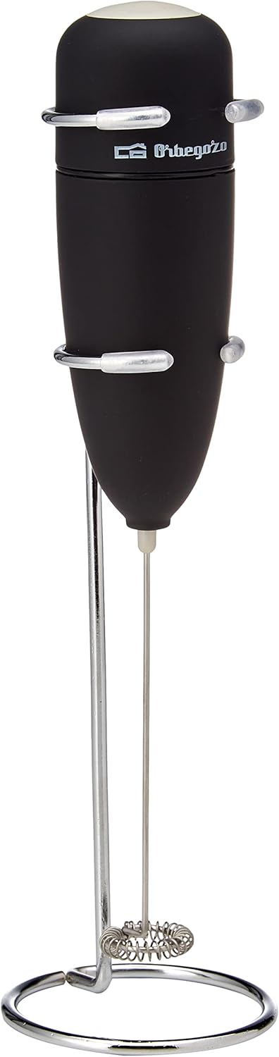 MN 3800 - Mousseur à lait, boîtier au toucher doux, support inclus, fonctionne sur piles, convient pour les sauces, les milkshakes ou les blancs d’œufs, noir