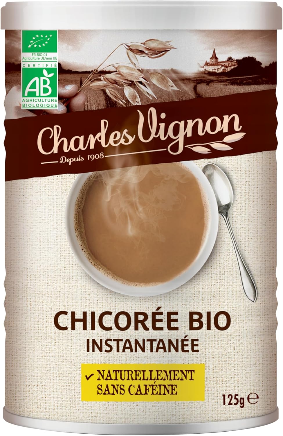 Chicorée Bio Instantanée - 100% Chicorée Torréfiée - Sans Caféine & Sans Sucres Ajoutés - Nutriscore A - Boîte Recyclable - 125 g 125 g (Lot de 1)
