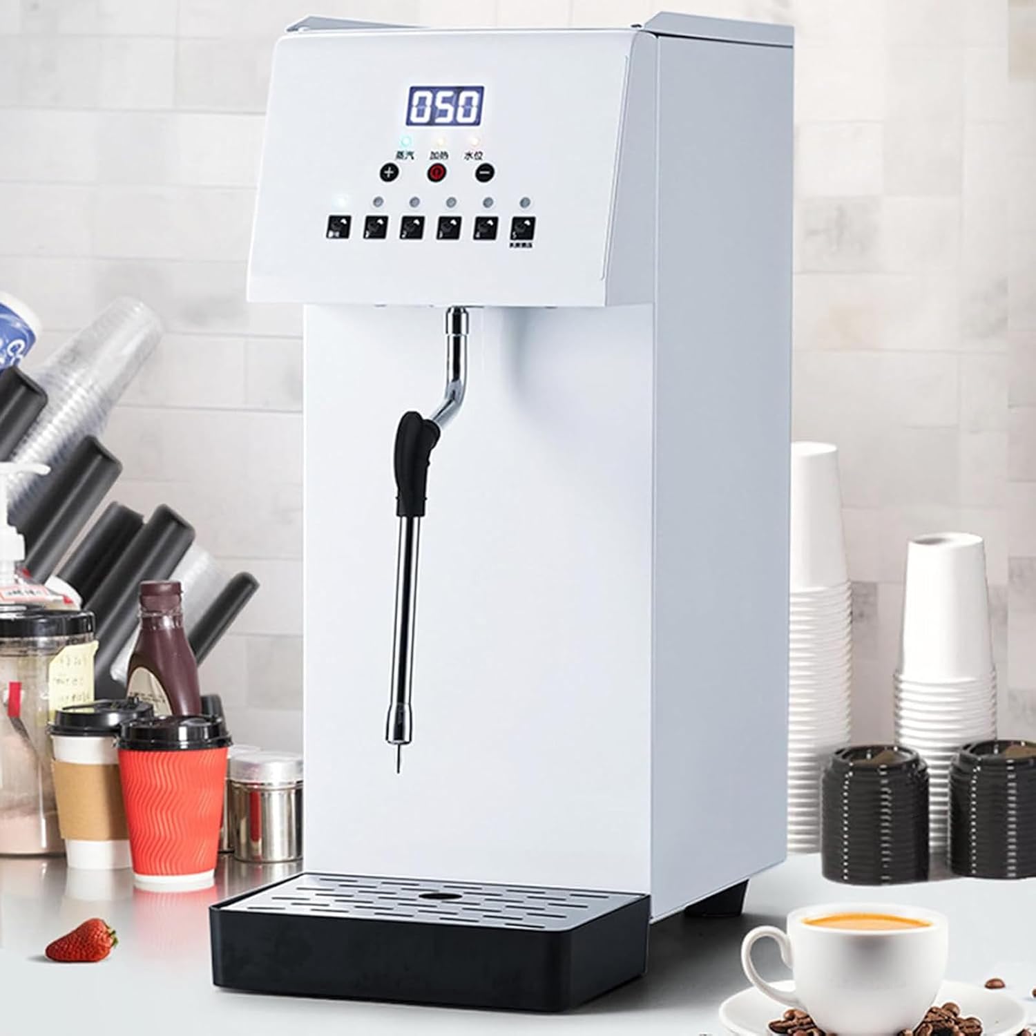 Mousseur à lait professionnel, mousseur à lait électrique 6 L, entièrement automatique, avec écran LED, pour expresso, thé, café, desserts